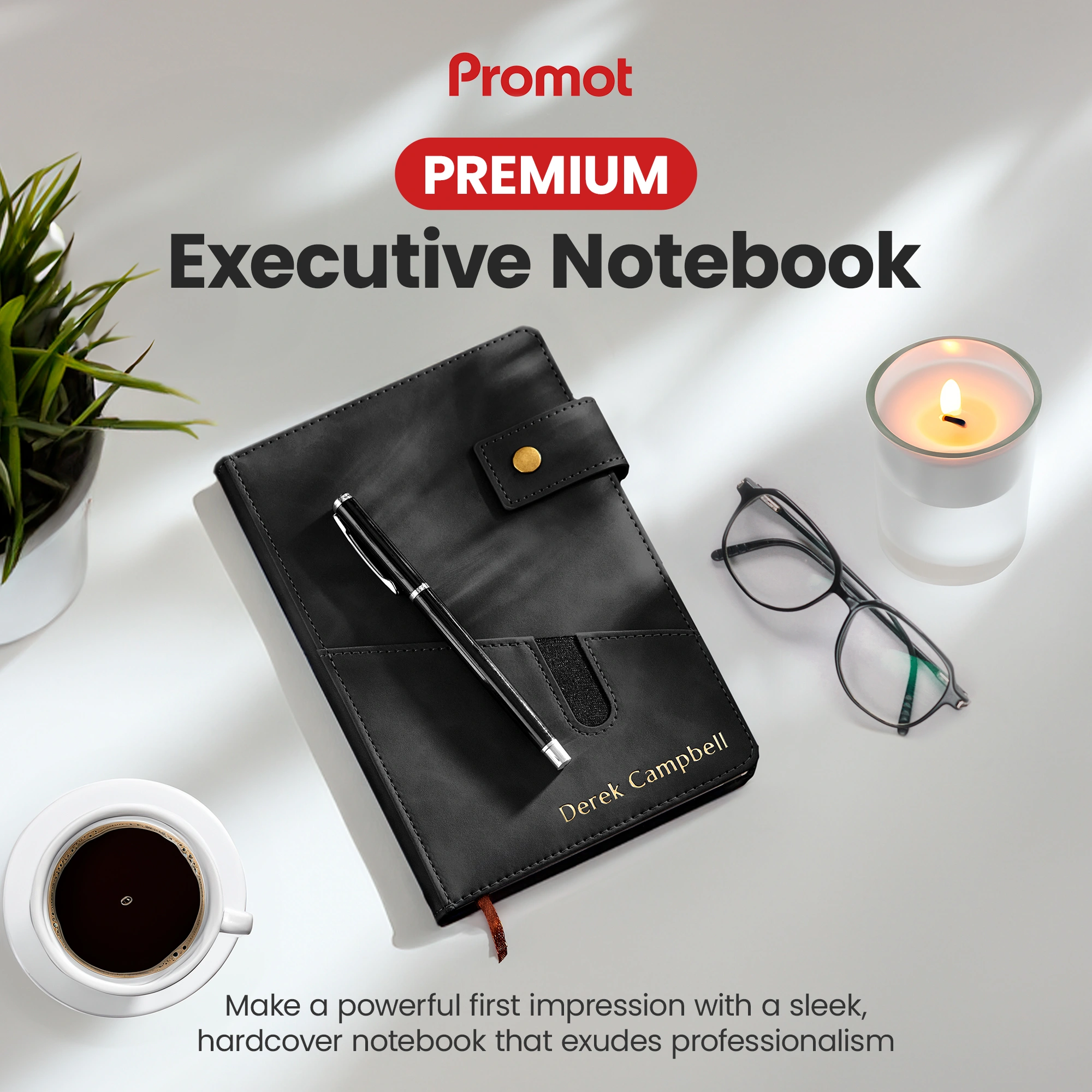 Custom Notebook with Pocket - Black hover